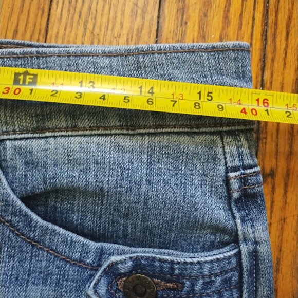 Jou Jou Skirt Women 30W (9/10) Stud Button Embellished Midi Denim Jean Whisker - Picture 14 of 15